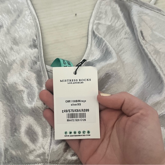 NWT house of Cb mistress rocks mirage silver romper jumpsuit metallic size XS - Picture 3 of 7